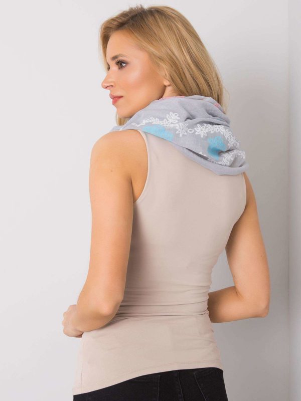 Grey scarf with colorful print