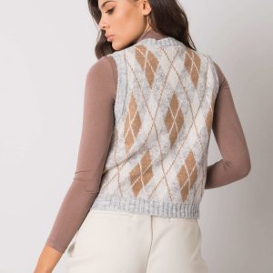 Gray knitted vest with diamonds Allison OCH BELLA