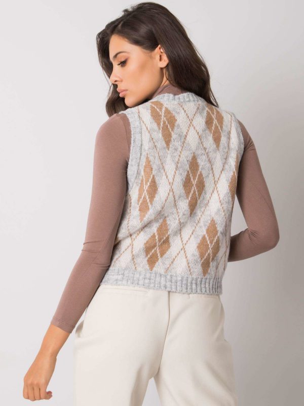 Gray knitted vest with diamonds Allison OCH BELLA