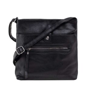 Black eco leather bag with pockets