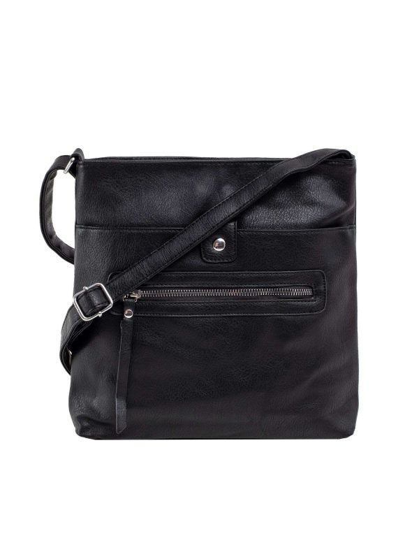 Black eco leather bag with pockets