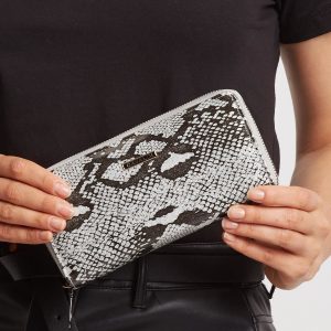 Silver patent leather wallet