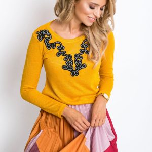 Joan's mustard blouse