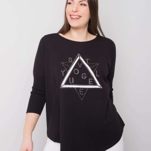 Black plus size blouse with Wendy applique