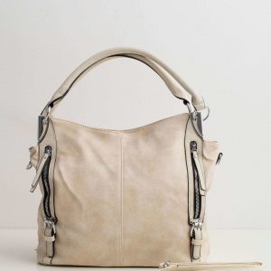 Beige eco-leather city bag