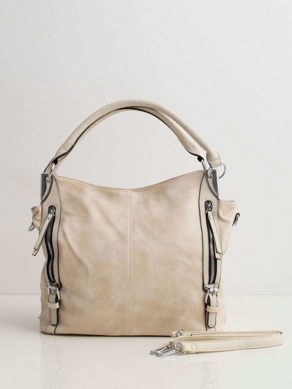 Beige eco-leather city bag