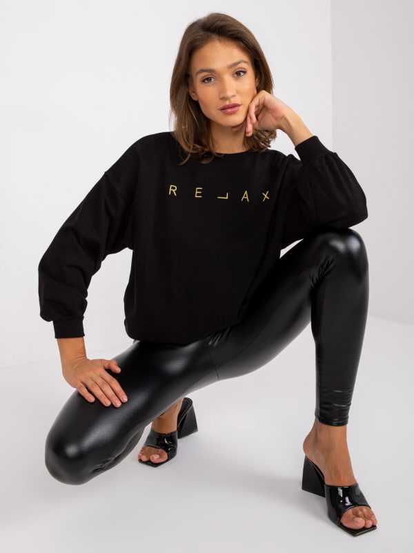 Black and Gold Damiette Cotton Sweatshirt