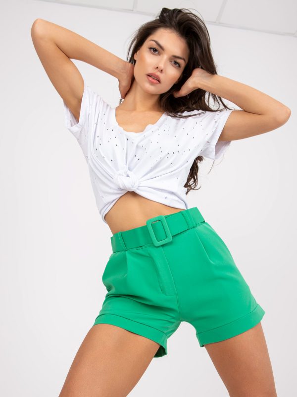 Green shorts elegant with straight legs