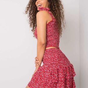 Kaelie RUE PARIS red patterned skirt