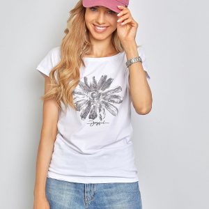 White T-shirt Floral