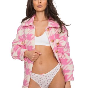 White and pink women's panties with print