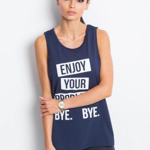 TOMMY LIFE Dark blue sports top