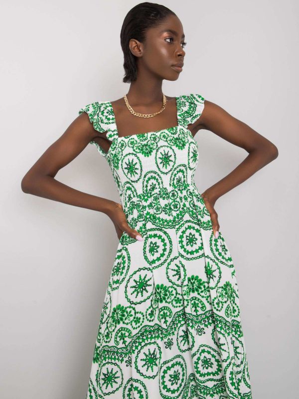 White and green Tayla maxi dress