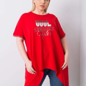 Red asymmetrical blouse plus size Kendra