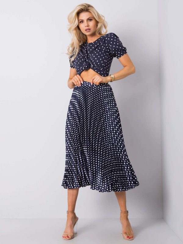 Navy blue polka dot skirt by Adrielle SUBLEVEL