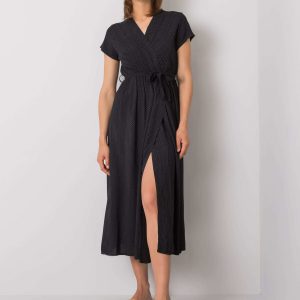 Black dress with slit Josephine