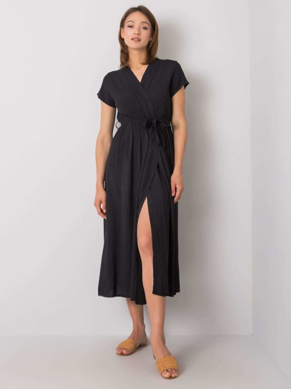 Black dress with slit Josephine