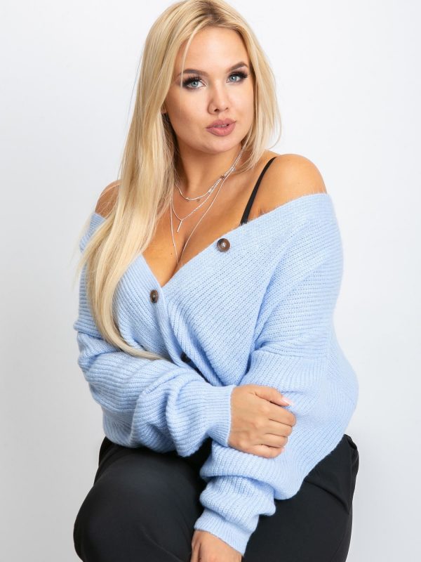 RUE PARIS Light Blue Plus Size Prime Sweater