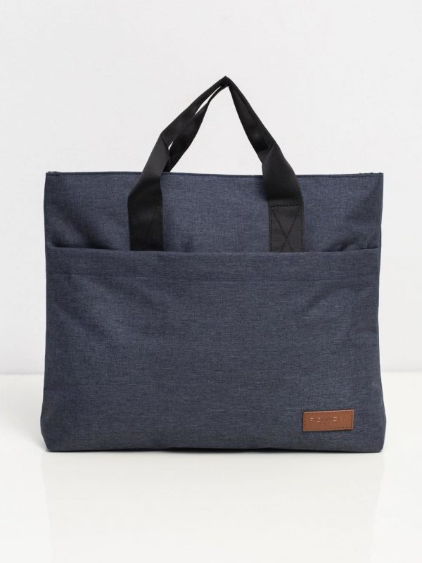 Navy Blue Fabric Laptop Bag