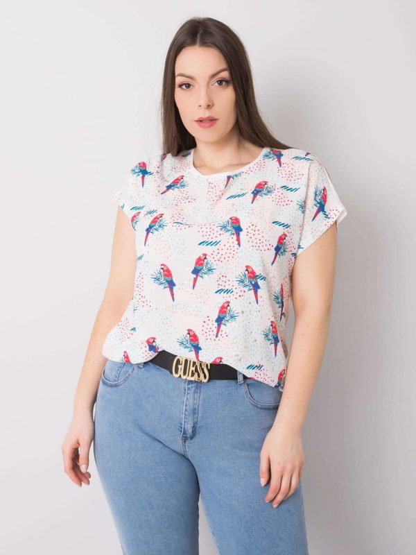 White Plus Size Blouse with Avenue Print