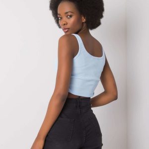 Light blue crop top with welts Loretta RUE PARIS