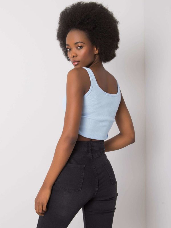 Light blue crop top with welts Loretta RUE PARIS