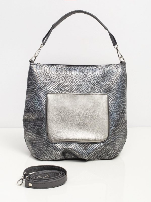 Silver-grey handbag with animal motif