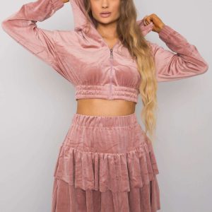 Dirty pink velour set with skirt Letta