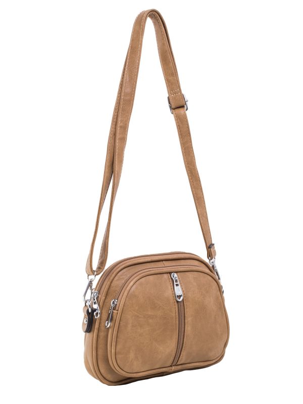 Dark beige women's handbag with pockets