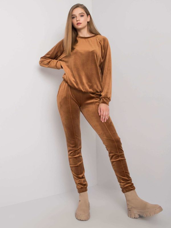 Kimberly Light Brown Velour Two Piece Set