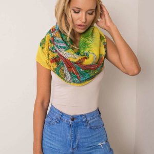 Yellow scarf in tropical print