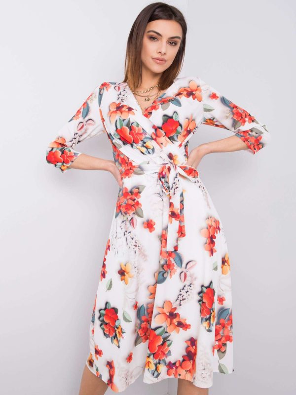 White and orange flower dress Tonya