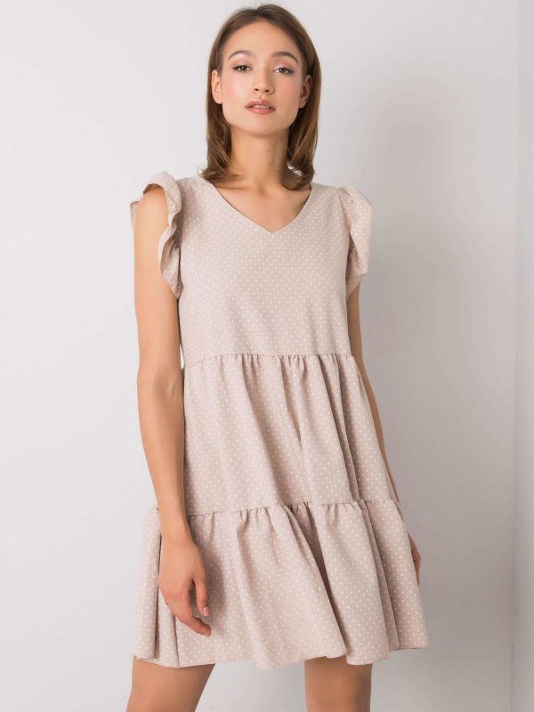 Beige polka dot dress Aubriella RUE PARIS