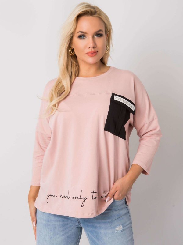 Dirty Pink Plus Size Cotton Blouse with Molly Lettering