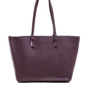 Burgundy city bag in eco-leather