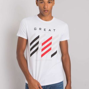 Men's white t-shirt with colorful print Adriel