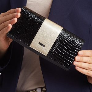 Gold-black leather wallet