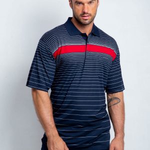 Navy Blue Red Plus Size Men's Polo Shirt Showup