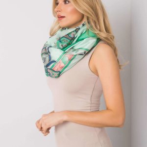 Green scarf with colorful patterns