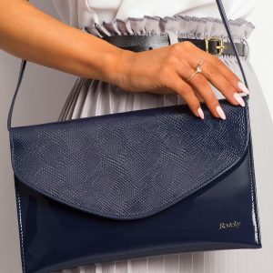 Navy blue lacquered clutch bag