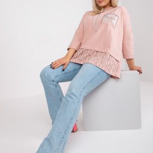 Dirty Pink Plus Size Cotton Blouse Casual