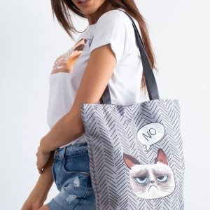 Grey Cat Shoulder Bag