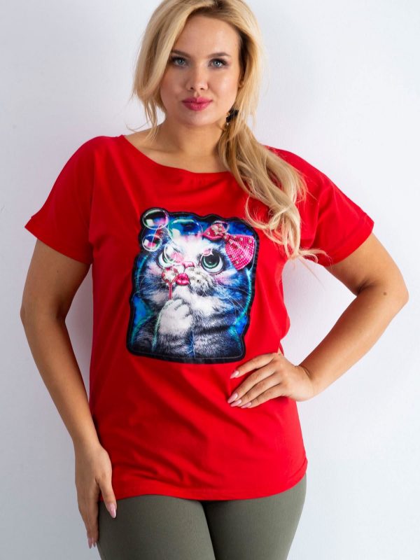 Red T-shirt Adorable PLUS SIZE