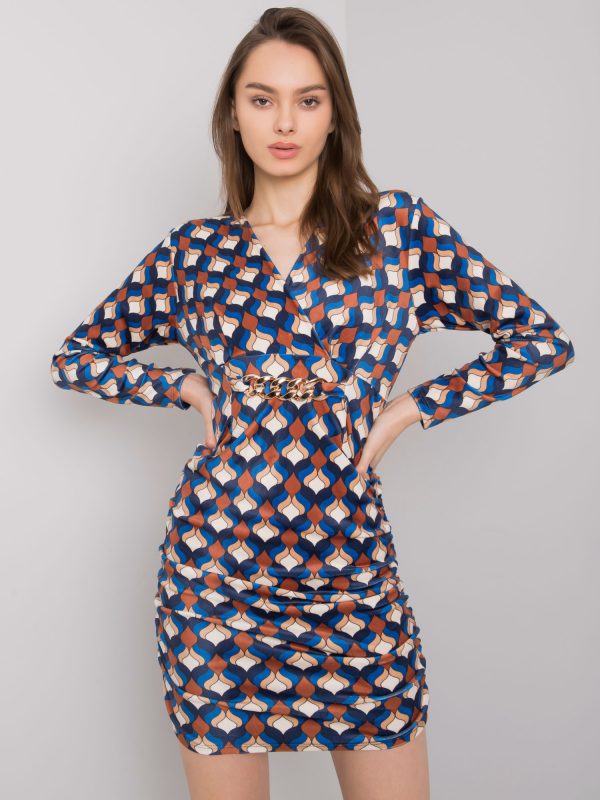 Blue velour dress with Montilla patterns