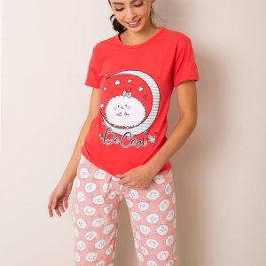 Red Women's Two Piece Pyjama Set