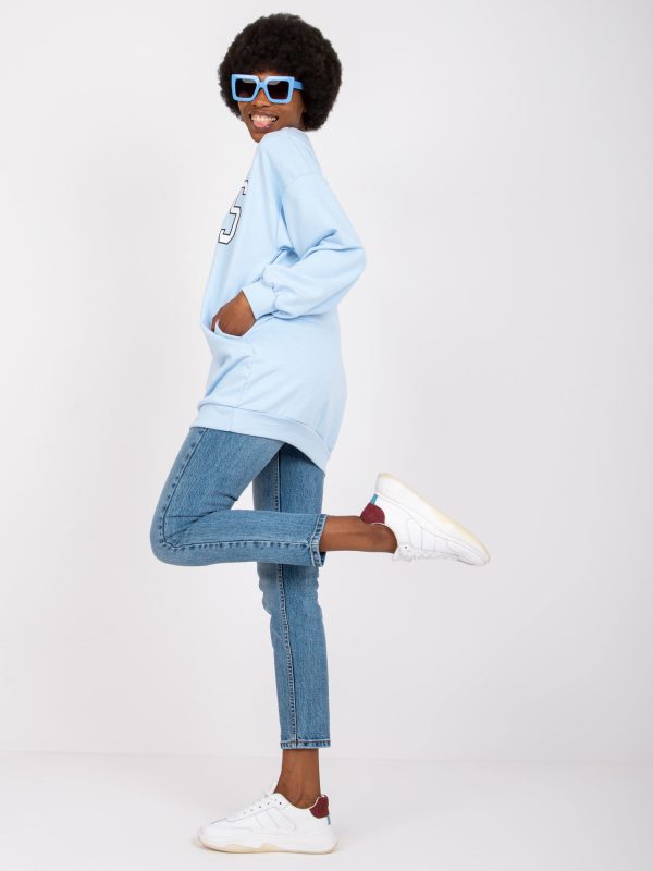 Light blue sweatshirt for women with Poppy inscription