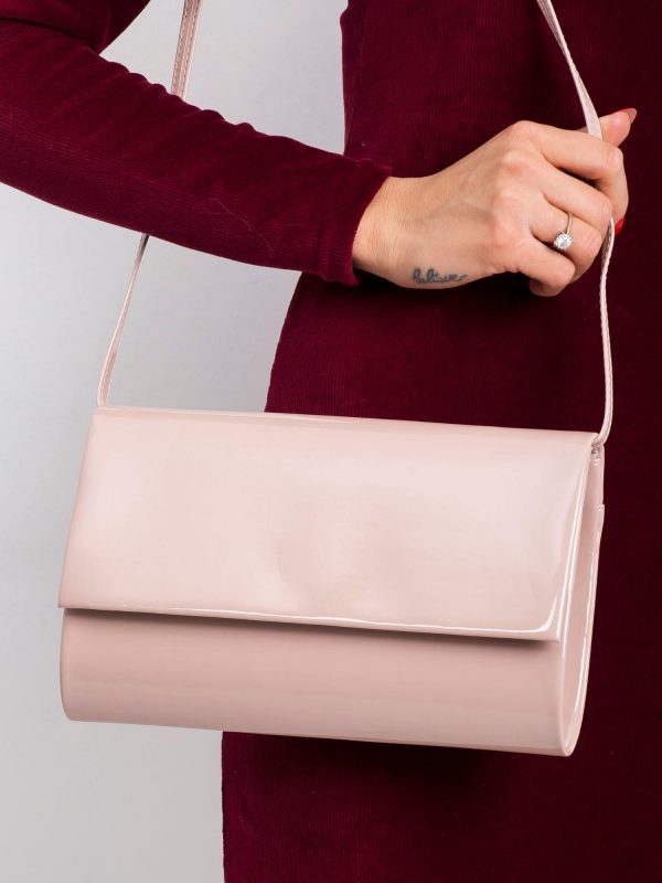 Eco leather powder pink lacquered clutch