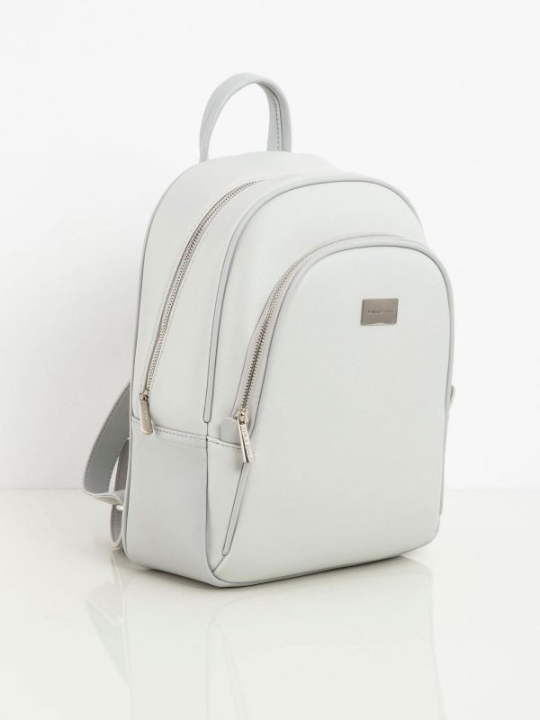 Light Grey Eco Leather Backpack