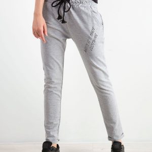 Grey women's sweatpants with rhinestones