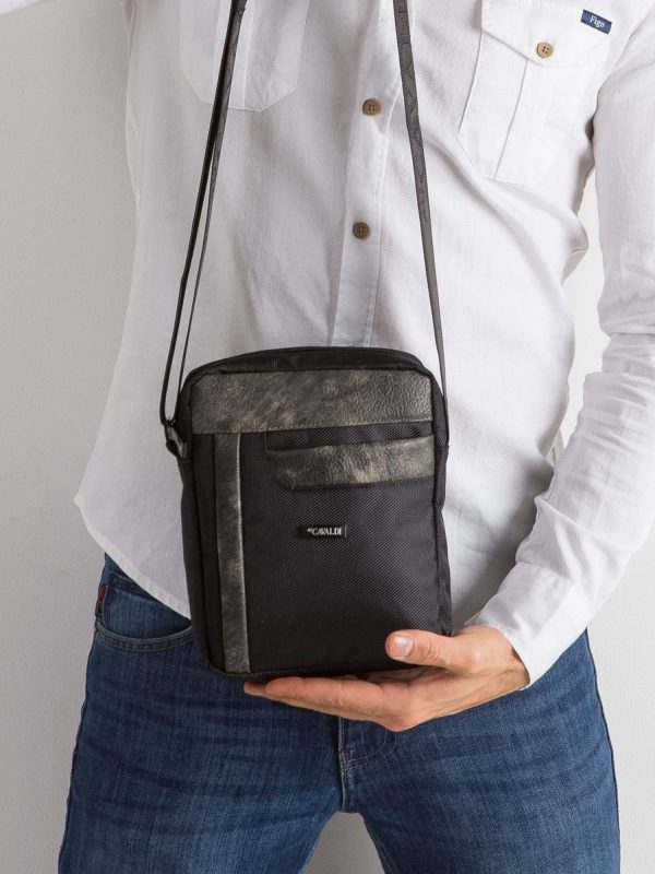 Black Fabric Men Bag